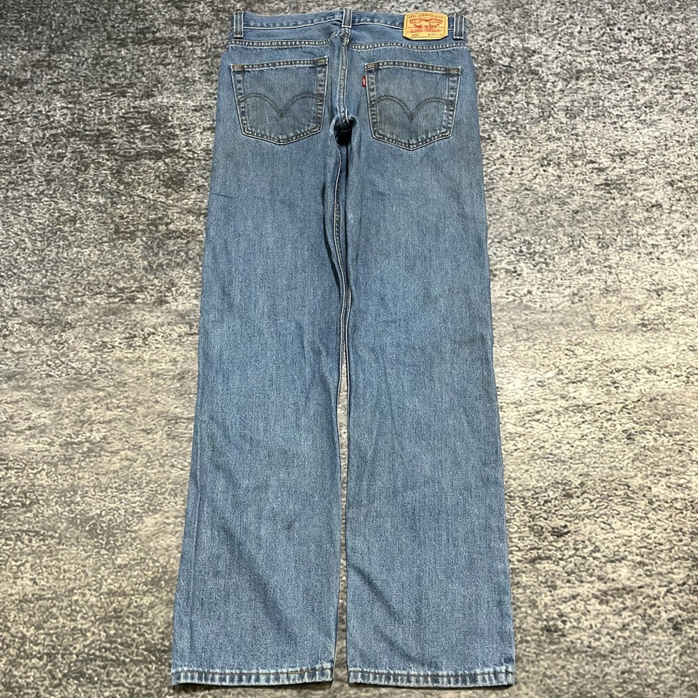 Levi's 505 Jeans Regular Fit Mens 33x33 Blue Straight Distressed Vintage 2000s